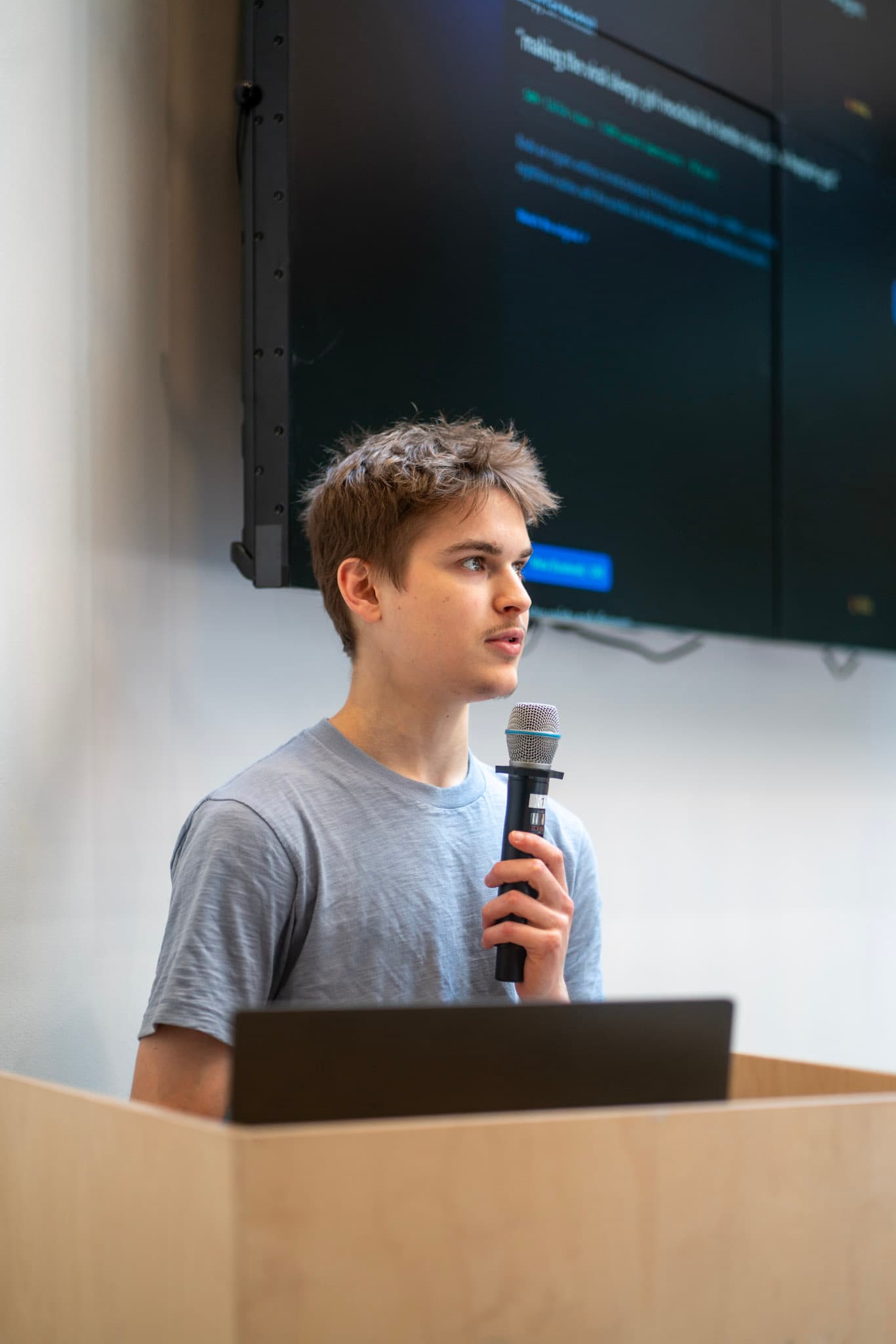 Octave speaking at an AI workshop